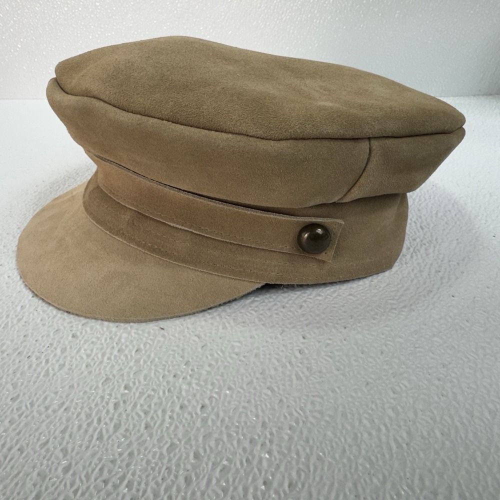 Lack Of Color Brown 100% Leather Newsboy Hat Size Small (55cm)